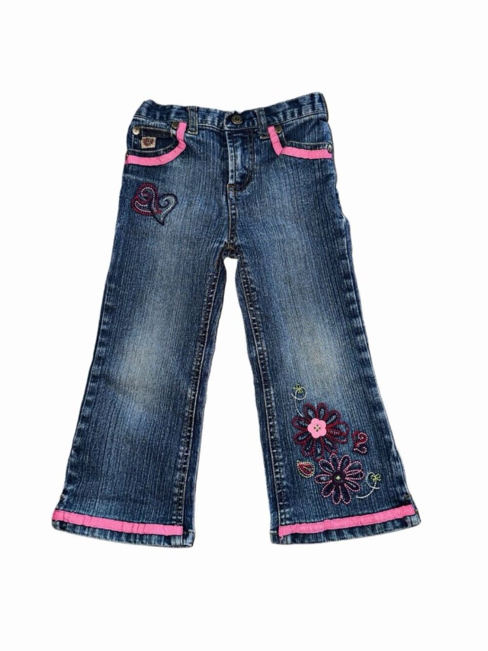 Paris Blue Vintage 3T Toddler Girl Floral Jeans